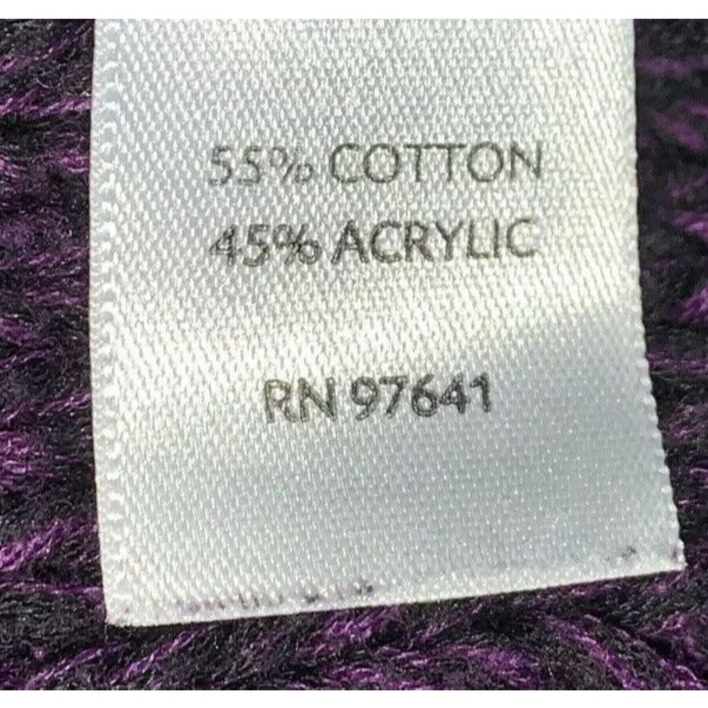J. Jill Sz MEDIUM Sweater Purple Black Marled Chunky Knit Pullover Cotton EUC - Picture 8 of 9